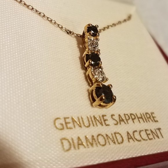 New in Box Sapphire and Diamond Accent Necklace - Picture 2 of 4